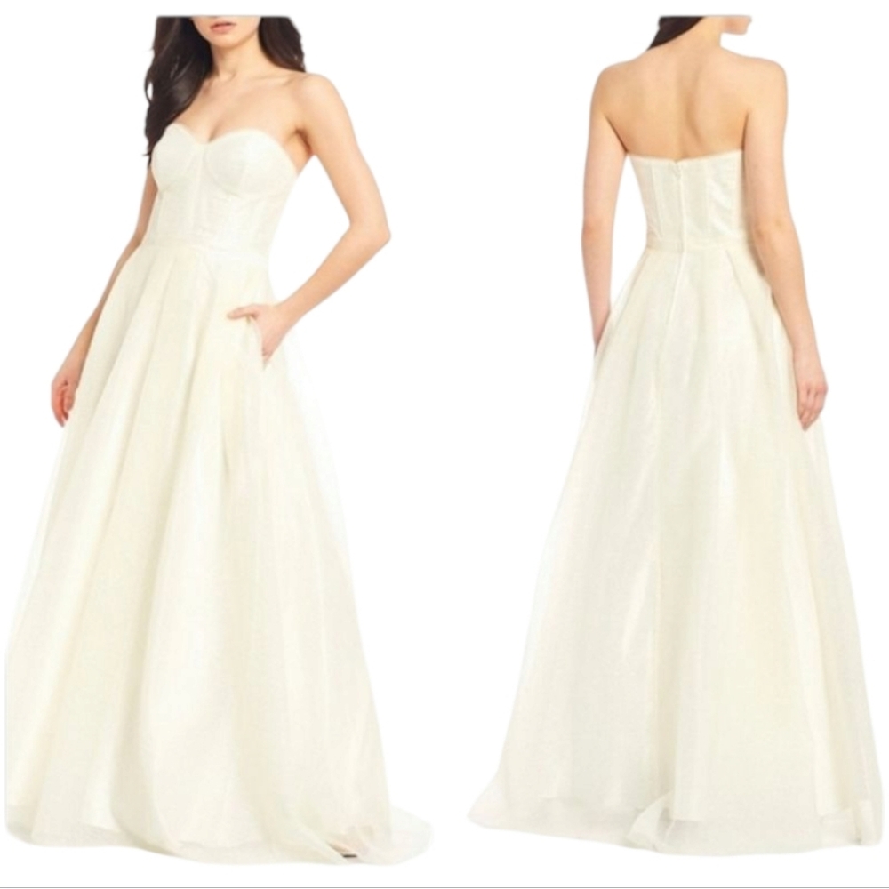 Gianni Bini Strapless Sweetheart Corset Ballgown Wedding Ivory Prom XS